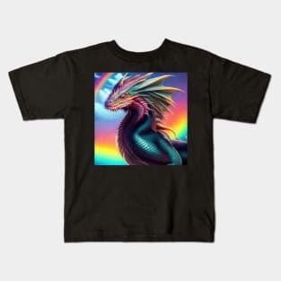 Intricate Rainbow Scaled Dragon Kids T-Shirt